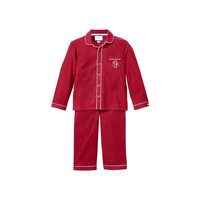 Monogrammed Flannel Pajamas with Double Piping, Burgundy