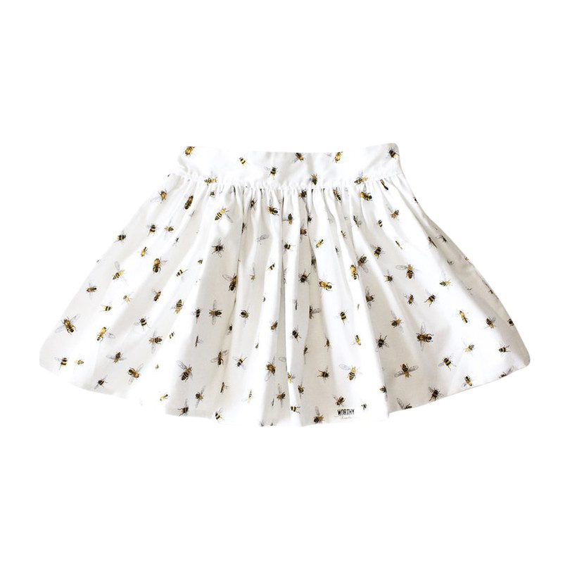 Cotton Pleated Skirt, Honey Bees Cotton Pleated Skirt, Honey Bees
