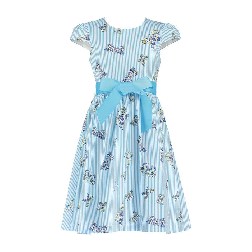 Cotton Butterfly Party Dress, Blue Cotton Butterfly Party Dress, Blue