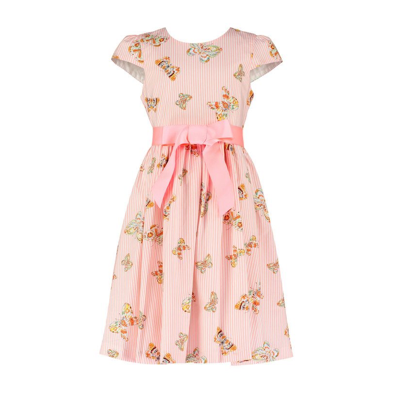 Cotton Butterfly Party Dress, Pink Cotton Butterfly Party Dress, Pink