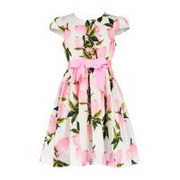 Cotton Pink Fruit Party Dress, White