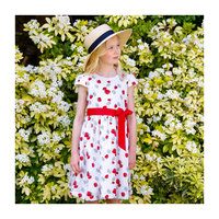 Cotton Strawberry Party Dress, White