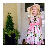 Cotton Pink Fruit Party Dress, White