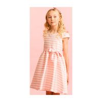 Striped Jacquard Party Dress, Pink & White