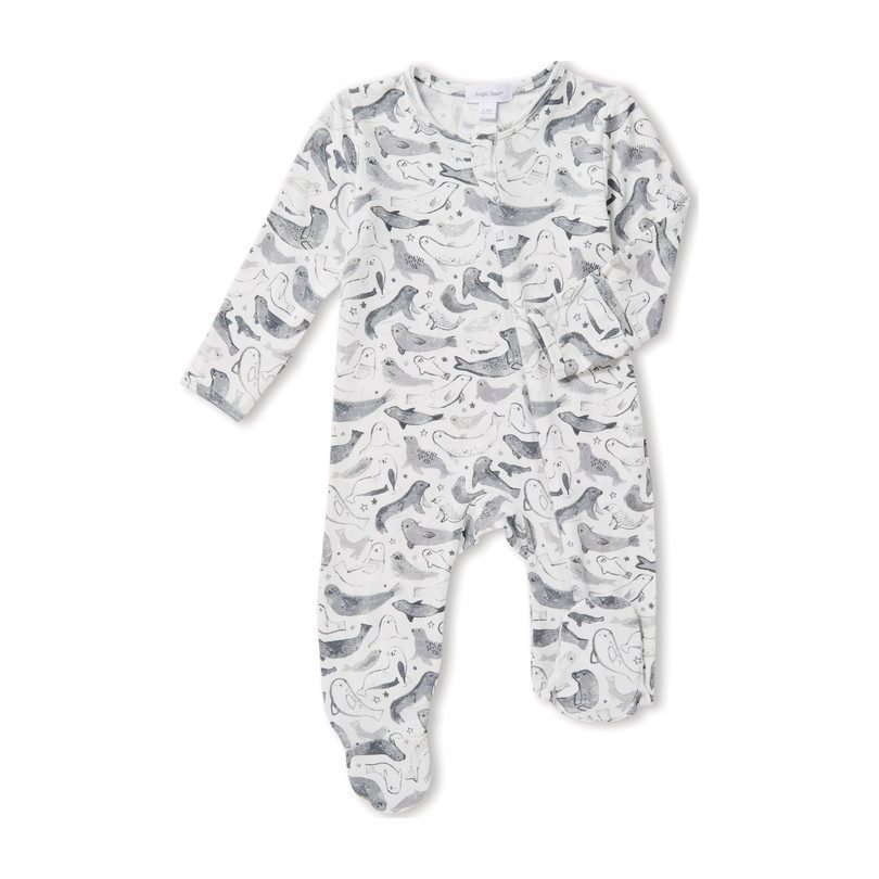 Seals Zipper Footie, Grey Seals Zipper Footie, Grey