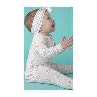 Lovely Llamas Zipper Ruffle Back Footie, Pink