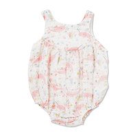 Muslin Empire Yoke Bubble, Pink Narwhal