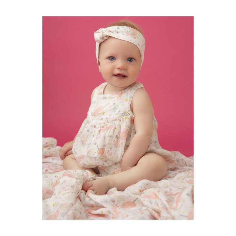 Muslin Empire Yoke Bubble, Pink Narwhal Muslin Empire Yoke Bubble, Pink Narwhal