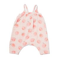 Muslin Romper with Bow Back, Peach