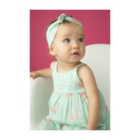 Muslin Romper with Bow Back, Flamingo