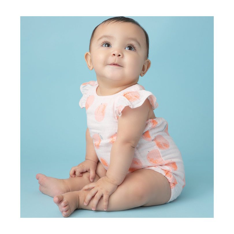 Muslin Sunsuit, Peach Muslin Sunsuit, Peach
