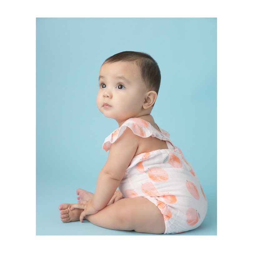 Muslin Sunsuit, Peach Muslin Sunsuit, Peach