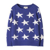 Cotton Star Intarsia Sweater, Blue