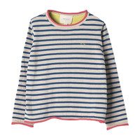 Striped Cotton Sweater, Blue and Ivory