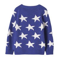Cotton Star Intarsia Sweater, Blue
