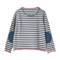 Striped Cotton Sweater, Blue and Ivory