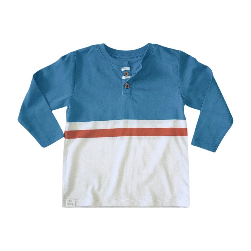 Long Sleeve Stripe Henley, Blue Long Sleeve Stripe Henley, Blue