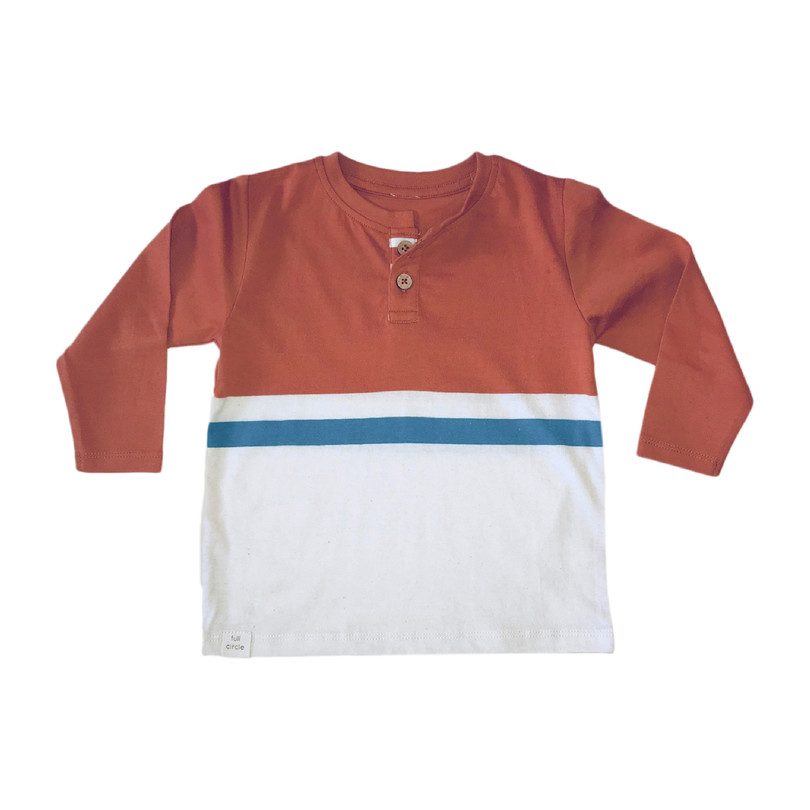 Long Sleeve Stripe Henley, Clay Long Sleeve Stripe Henley, Clay