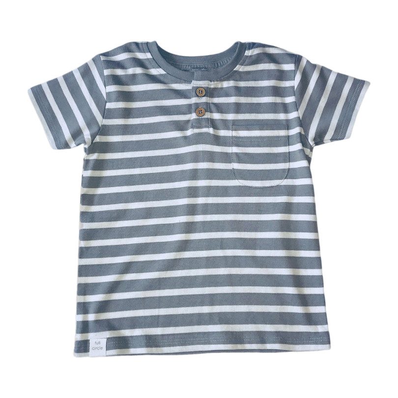 Knit Stripe Henley, Grey Knit Stripe Henley, Grey