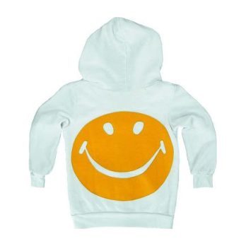 Smiley Zip Hoodie, White Smiley Zip Hoodie, White