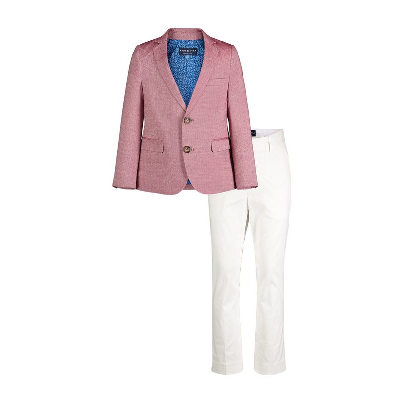 Oxford Blazer And White Pant Set Oxford Blazer And White Pant Set