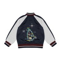 Arlo Baseball Jacket, Navy Satin
