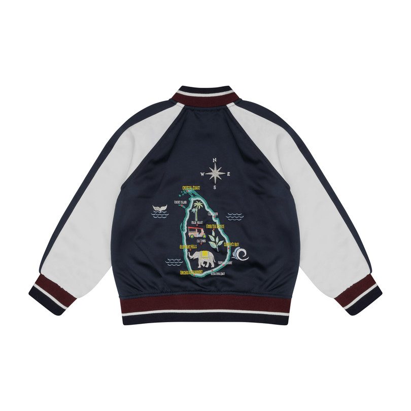 Arlo Baseball Jacket, Navy Satin Arlo Baseball Jacket, Navy Satin