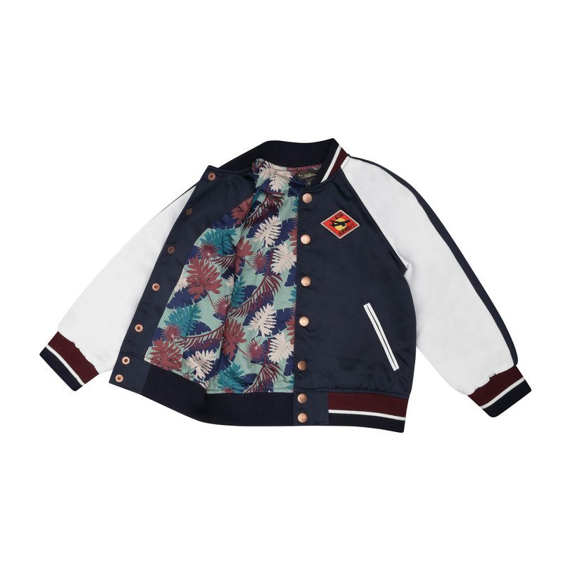 Arlo Baseball Jacket, Navy Satin Arlo Baseball Jacket, Navy Satin