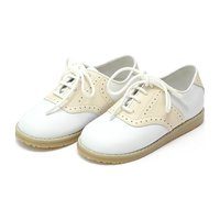 Luke Two Tone Leather Saddle Shoe, White/Beige