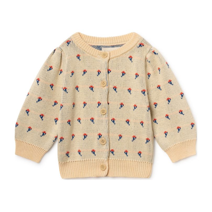 Organic Baby Flowers Cardigan, Blanc de Blanc Organic Baby Flowers Cardigan, Blanc de Blanc