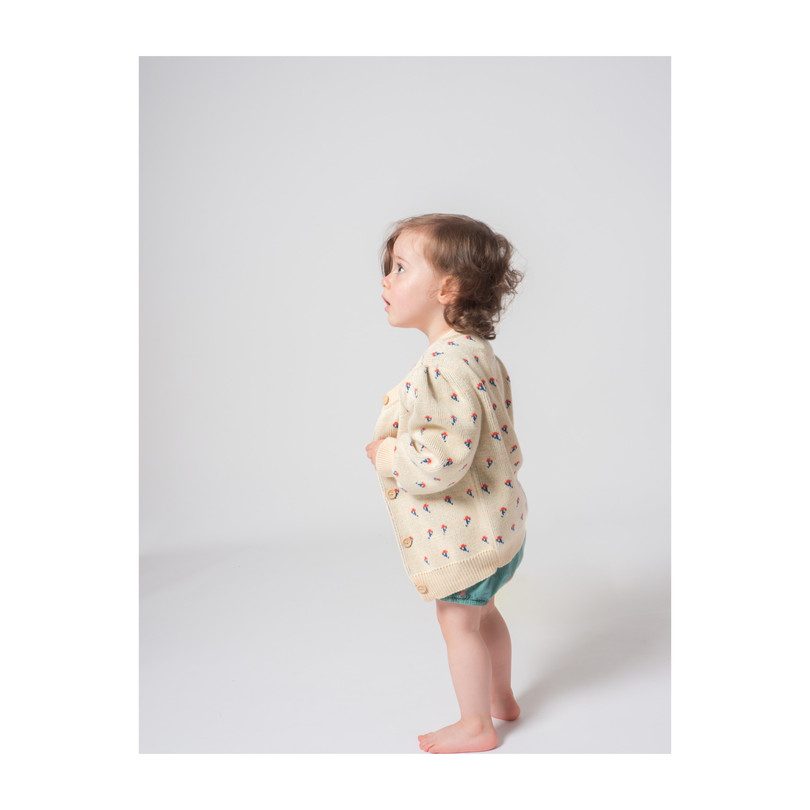 Organic Baby Flowers Cardigan, Blanc de Blanc Organic Baby Flowers Cardigan, Blanc de Blanc