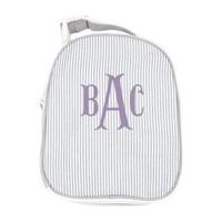 Monogrammed Seersucker Lunchbox, Grey