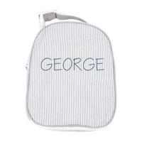 Monogrammed Seersucker Lunchbox, Grey