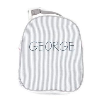 Monogrammed Seersucker Lunchbox, Grey Monogrammed Seersucker Lunchbox, Grey