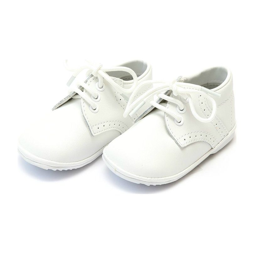Baby James Leather Lace Up Shoe, White Baby James Leather Lace Up Shoe, White