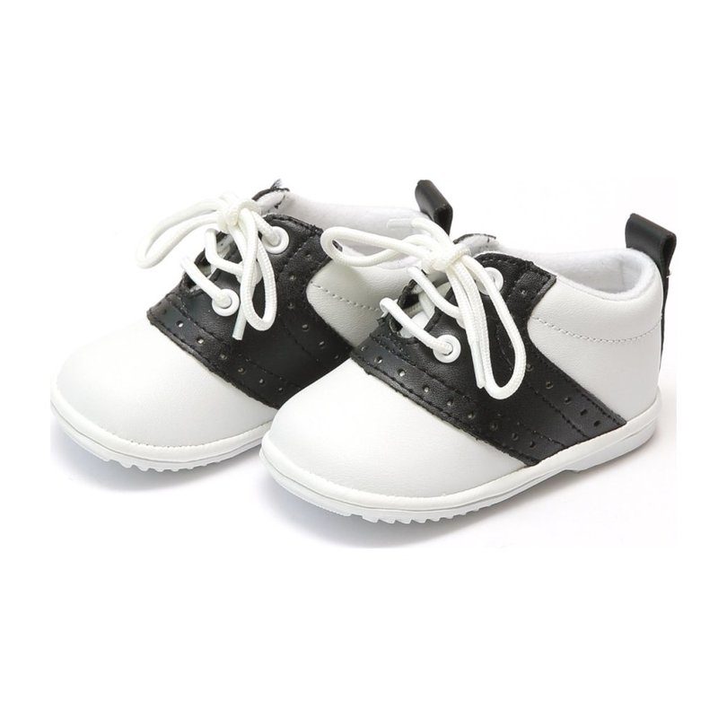 Baby Austin Leather Saddle Oxford Shoe, White/Black - Shoes & Booties ...