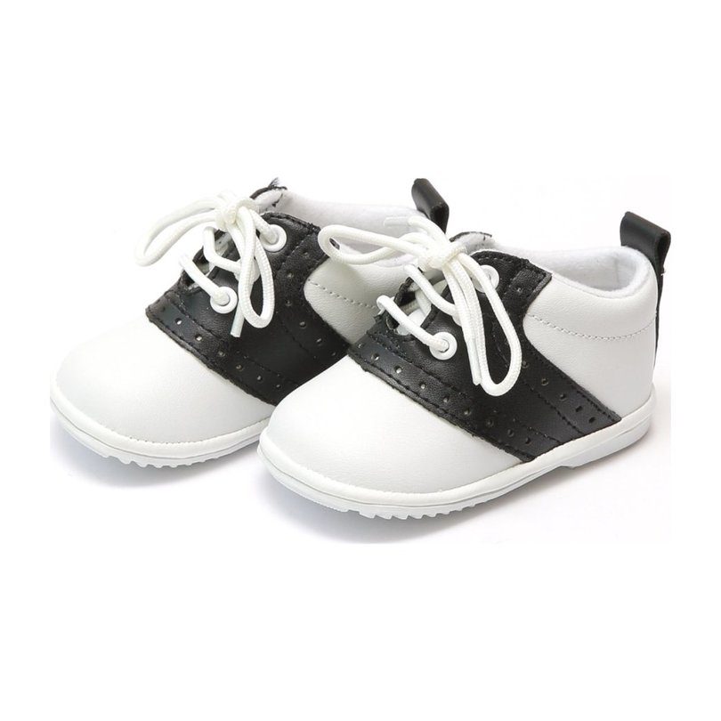 Baby Austin Leather Saddle Oxford Shoe, White/Black Baby Austin Leather Saddle Oxford Shoe, White/Black