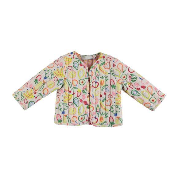 Baby Small Fruits Quilted Jacket, Off-White Baby Small Fruits Quilted Jacket, Off-White
