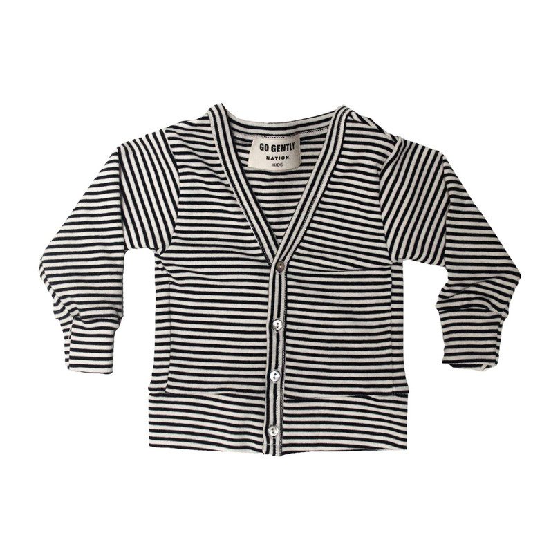 Rib Cardigan, Navy Stripe Rib Cardigan, Navy Stripe