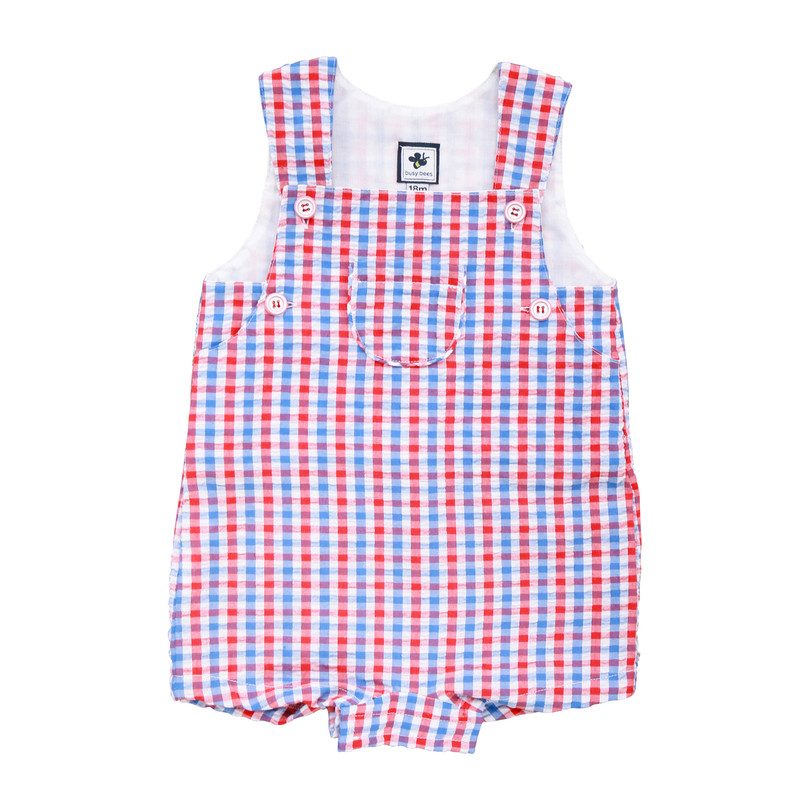 George Romper, Red White Blue Seersucker Check George Romper, Red White Blue Seersucker Check