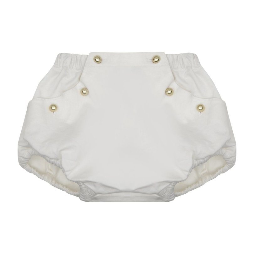 Clementine Button Front Shorts, White Twill Clementine Button Front Shorts, White Twill