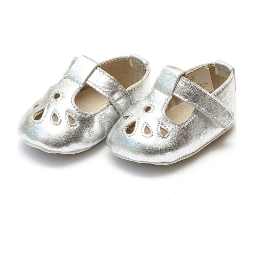 silver crib shoes