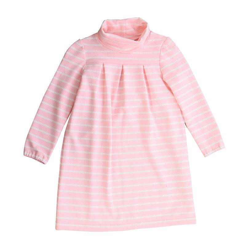 Suzy Knit Turtleneck Dress, Pink/White Stripe Suzy Knit Turtleneck Dress, Pink/White Stripe