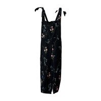 Flower Patch Overalls, Black Floral