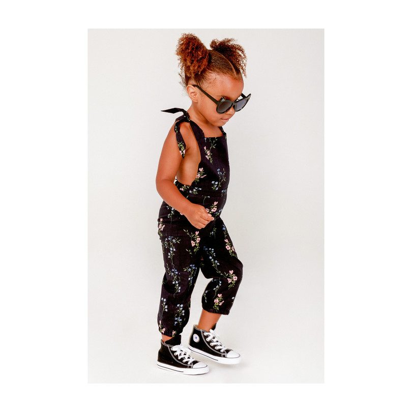 Flower Patch Overalls, Black Floral Flower Patch Overalls, Black Floral