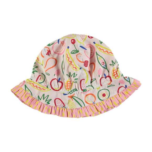 Fruit Print Baby Sun Hat, White Fruit Print Baby Sun Hat, White