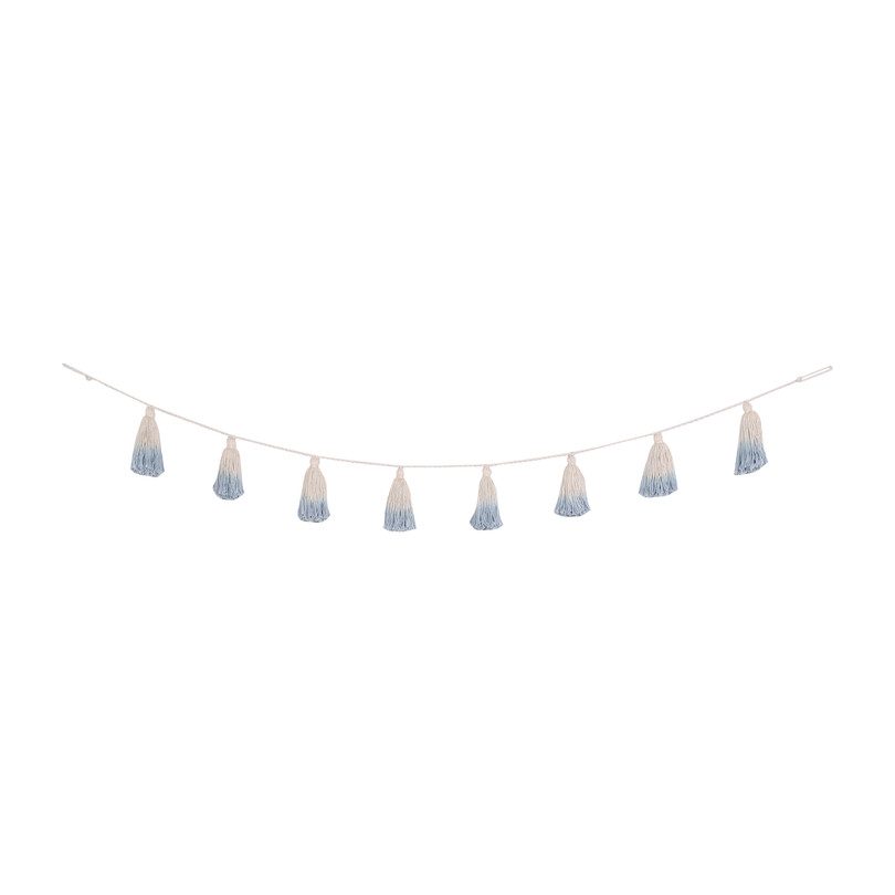 Tie-Dye Tassel Garland, Soft Blue Tie-Dye Tassel Garland, Soft Blue