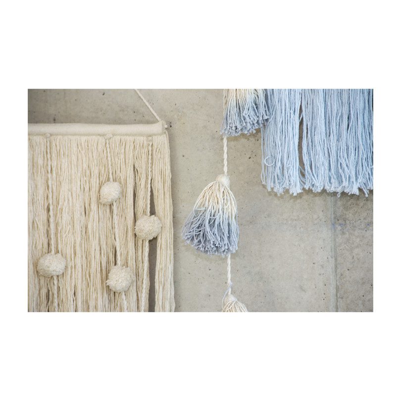 Tie-Dye Tassel Garland, Soft Blue Tie-Dye Tassel Garland, Soft Blue