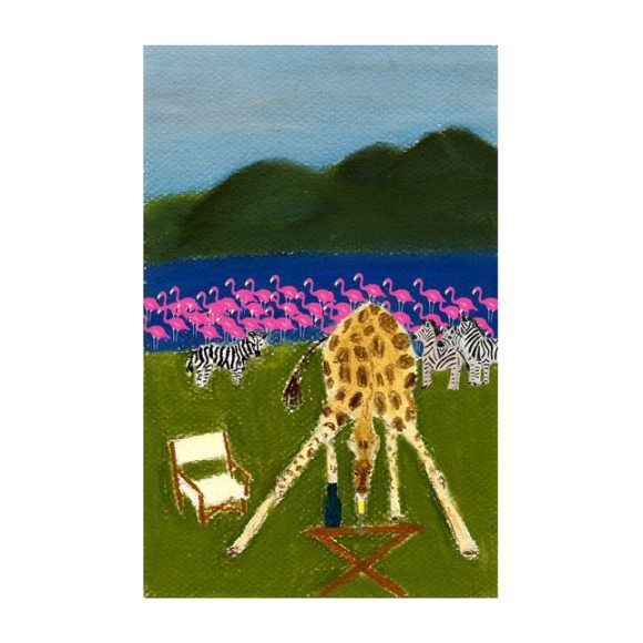Giraffe Drinking, 10" x 7" Giraffe Drinking, 10" x 7"