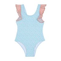 Ruffled Swimsuit, Ditsy Aqua Florals